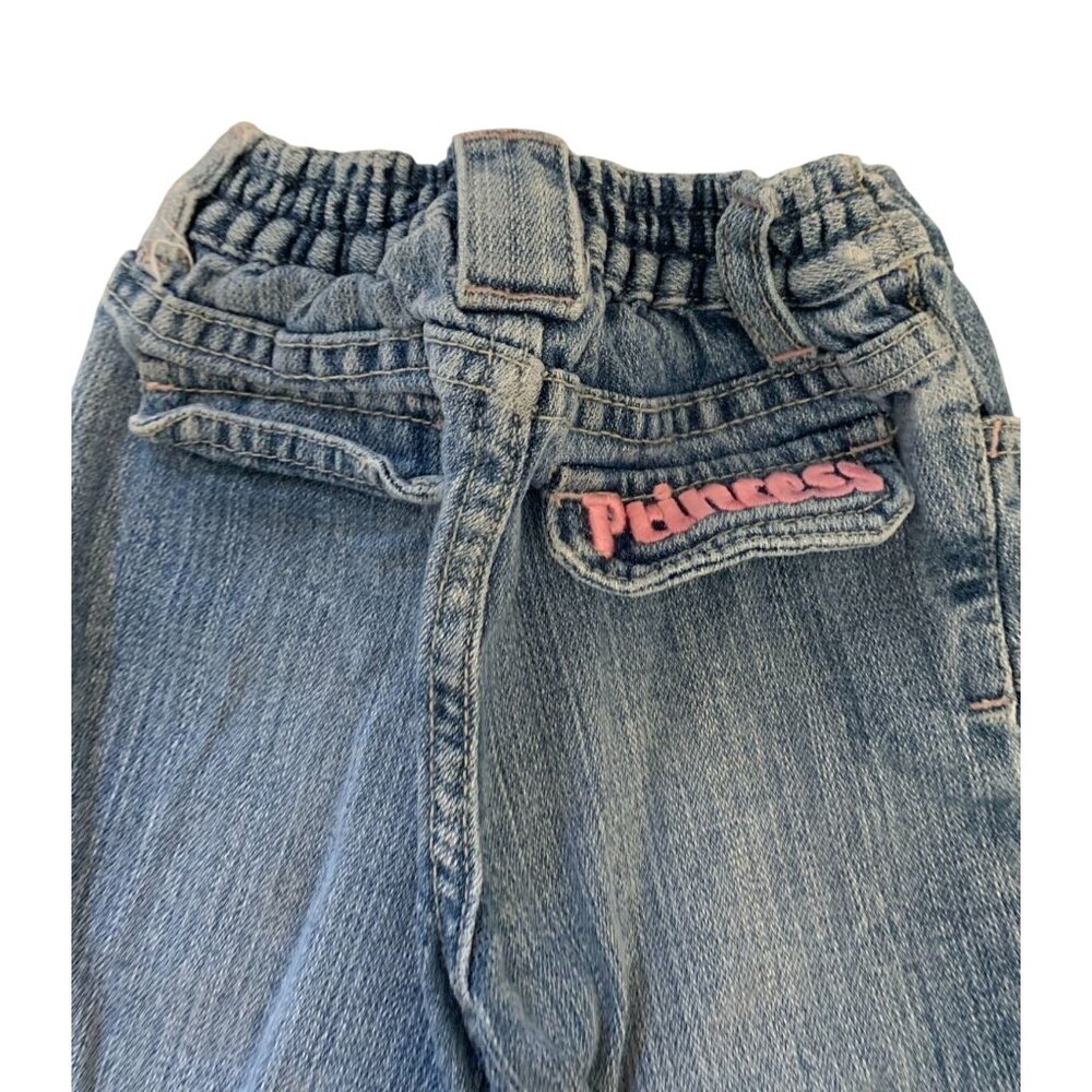 Vintage Y2K Disney Princess Girls Sz 2T Jeans Light Wash Embroidered Flare Leg R - Picture 4 of 5